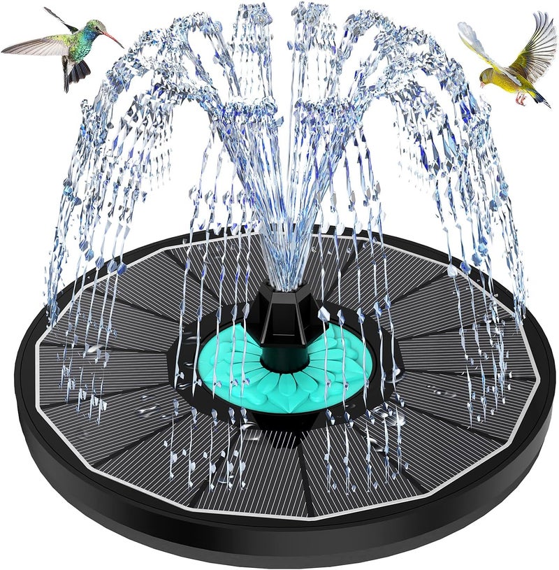 GAIZERL Solar Fountain Cyan Flower, Upgrade 3.5W Solar Bird Bath Fountains, Solar Powered Water Fountain with 7 Nozzles, 4 Fixed Pipes for Hummingbirds, Bird Bath, Garden, Pool, and Pond - Image 1